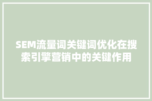 SEM流量词关键词优化在搜索引擎营销中的关键作用