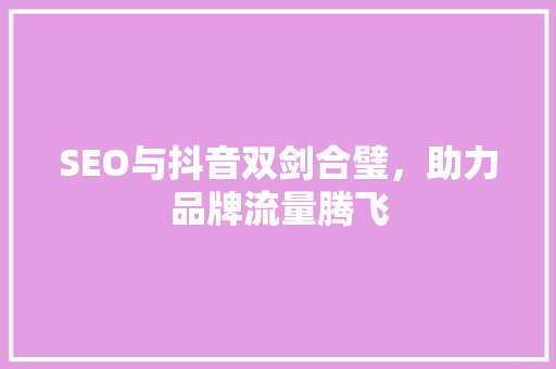 SEO与抖音双剑合璧，助力品牌流量腾飞