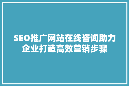 SEO推广网站在线咨询助力企业打造高效营销步骤