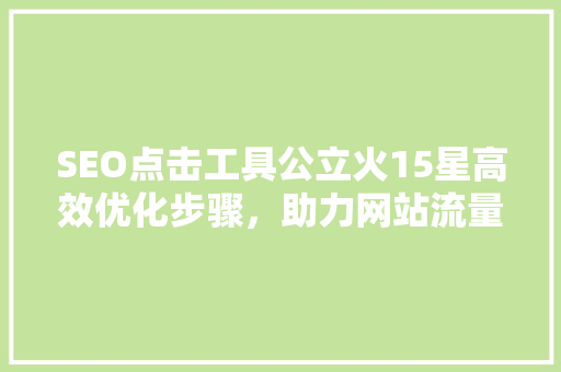 SEO点击工具公立火15星高效优化步骤，助力网站流量腾飞
