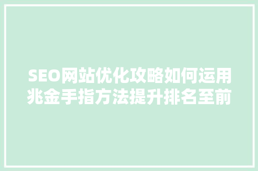 SEO网站优化攻略如何运用兆金手指方法提升排名至前二十