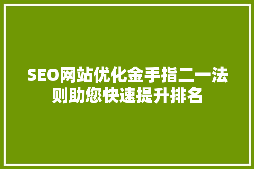 SEO网站优化金手指二一法则助您快速提升排名