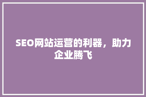 SEO网站运营的利器，助力企业腾飞  第1张