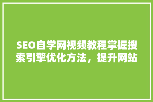 SEO自学网视频教程掌握搜索引擎优化方法，提升网站排名  第1张