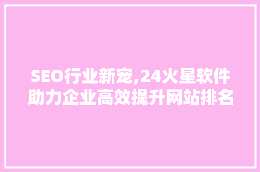 SEO行业新宠,24火星软件助力企业高效提升网站排名