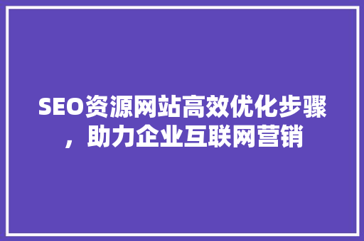 SEO资源网站高效优化步骤，助力企业互联网营销
