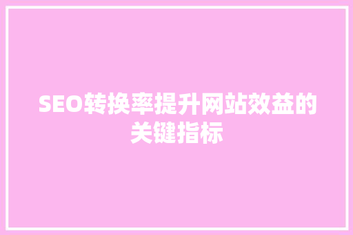 SEO转换率提升网站效益的关键指标
