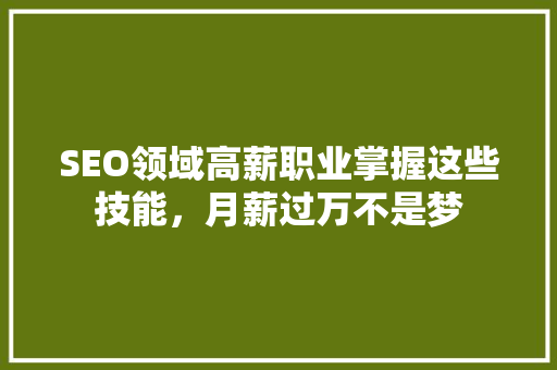 SEO领域高薪职业掌握这些技能，月薪过万不是梦