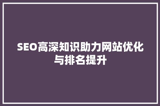 SEO高深知识助力网站优化与排名提升