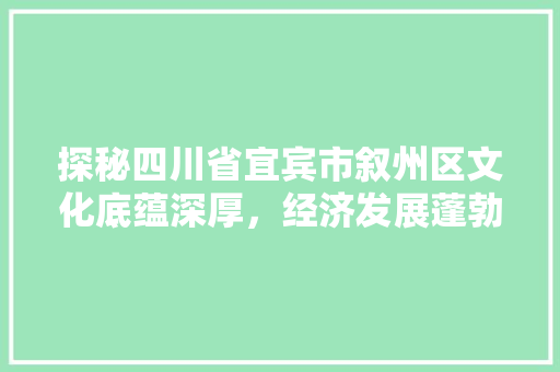 探秘四川省宜宾市叙州区文化底蕴深厚，经济发展蓬勃