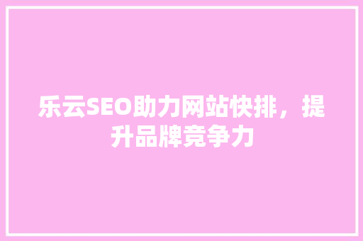 乐云SEO助力网站快排，提升品牌竞争力