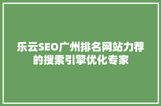乐云SEO广州排名网站力荐的搜索引擎优化专家