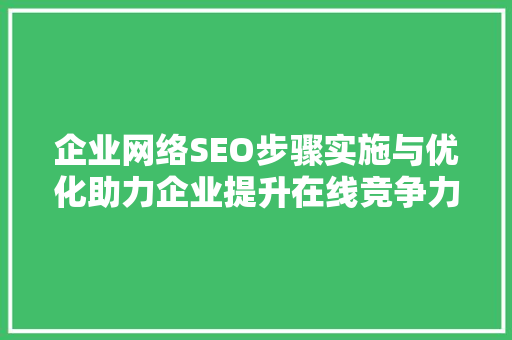 企业网络SEO步骤实施与优化助力企业提升在线竞争力  第1张