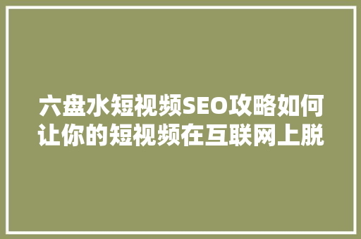 六盘水短视频SEO攻略如何让你的短视频在互联网上脱颖而出