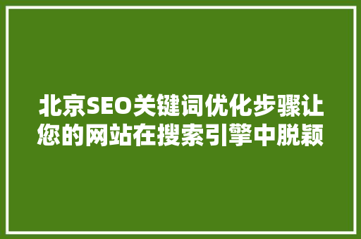 北京SEO关键词优化步骤让您的网站在搜索引擎中脱颖而出