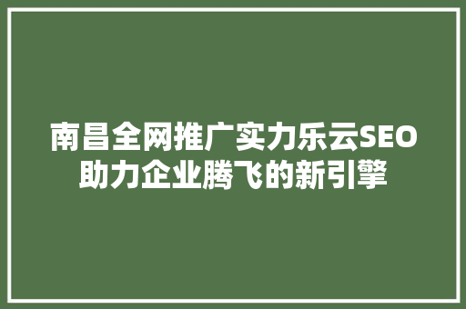 南昌全网推广实力乐云SEO助力企业腾飞的新引擎