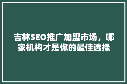 吉林SEO推广加盟市场，哪家机构才是你的最佳选择