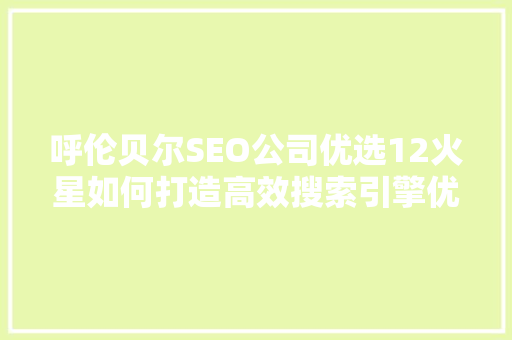 呼伦贝尔SEO公司优选12火星如何打造高效搜索引擎优化步骤