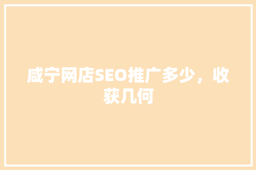 咸宁网店SEO推广多少，收获几何