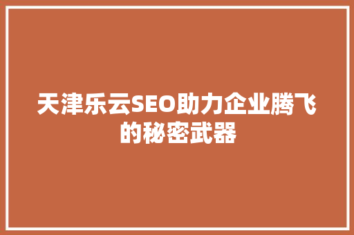 天津乐云SEO助力企业腾飞的秘密武器