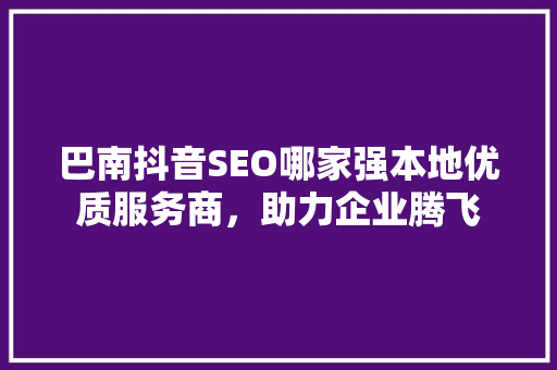 巴南抖音SEO哪家强本地优质服务商，助力企业腾飞