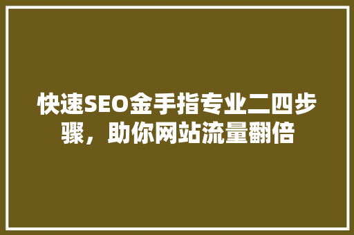 快速SEO金手指专业二四步骤，助你网站流量翻倍