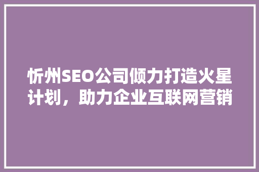 忻州SEO公司倾力打造火星计划，助力企业互联网营销腾飞