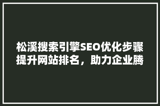 松溪搜索引擎SEO优化步骤提升网站排名，助力企业腾飞