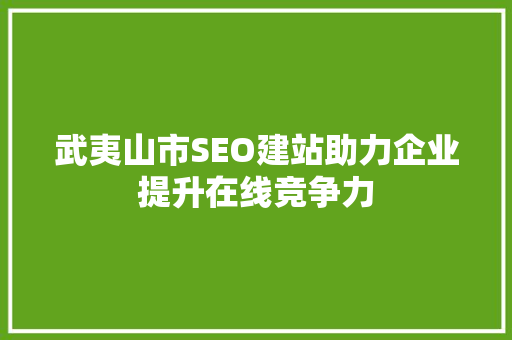 武夷山市SEO建站助力企业提升在线竞争力