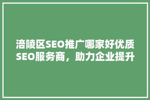 涪陵区SEO推广哪家好优质SEO服务商，助力企业提升在线竞争力