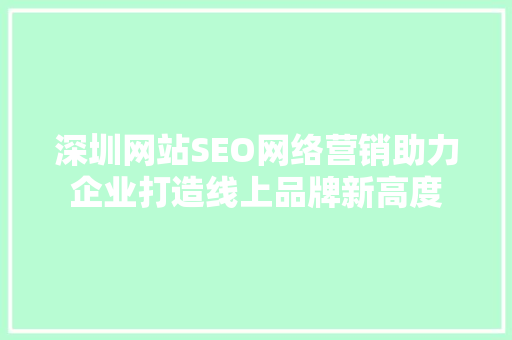 深圳网站SEO网络营销助力企业打造线上品牌新高度