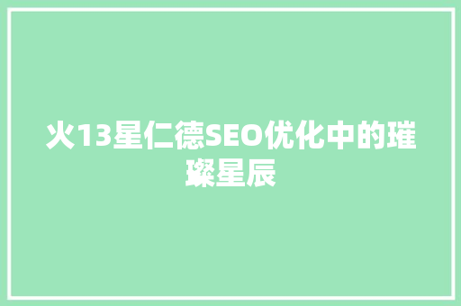 火13星仁德SEO优化中的璀璨星辰