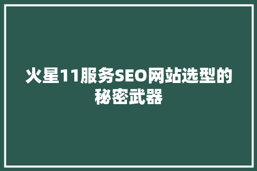 火星11服务SEO网站选型的秘密武器