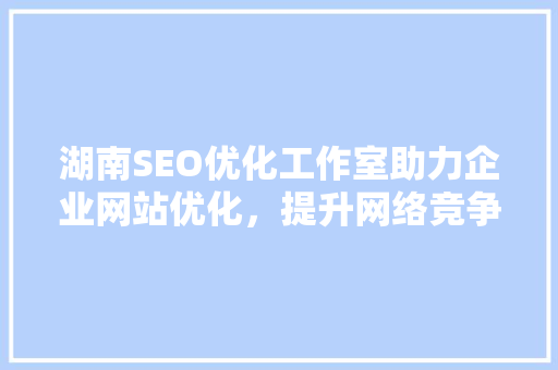 湖南SEO优化工作室助力企业网站优化，提升网络竞争力