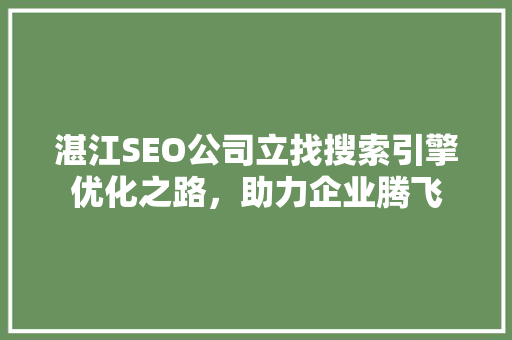 湛江SEO公司立找搜索引擎优化之路，助力企业腾飞