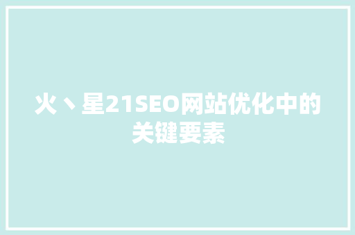 火丶星21SEO网站优化中的关键要素
