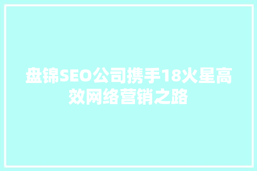 盘锦SEO公司携手18火星高效网络营销之路