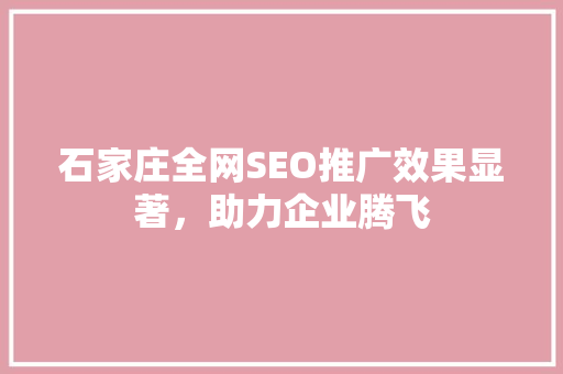 石家庄全网SEO推广效果显著，助力企业腾飞