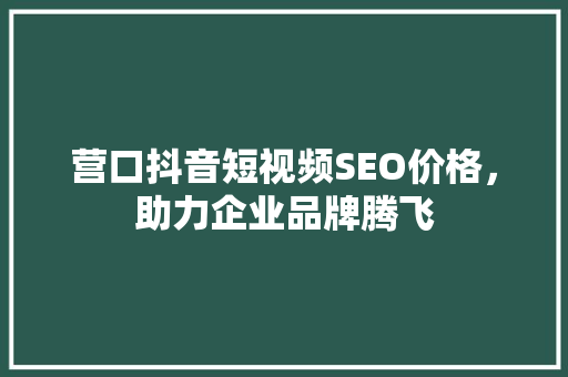 营口抖音短视频SEO价格，助力企业品牌腾飞