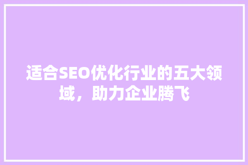适合SEO优化行业的五大领域，助力企业腾飞