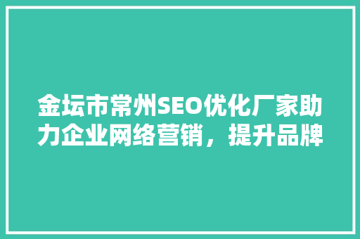 金坛市常州SEO优化厂家助力企业网络营销，提升品牌影响力