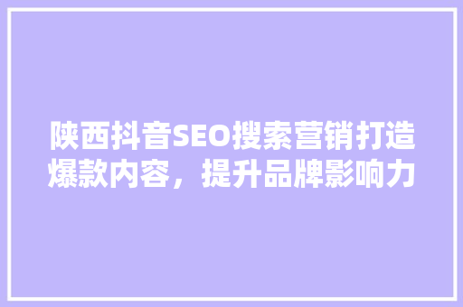 陕西抖音SEO搜索营销打造爆款内容，提升品牌影响力