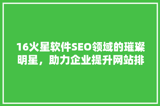 16火星软件SEO领域的璀璨明星，助力企业提升网站排名  第1张