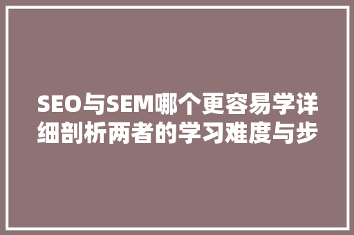 SEO与SEM哪个更容易学详细剖析两者的学习难度与步骤
