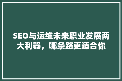 SEO与运维未来职业发展两大利器，哪条路更适合你