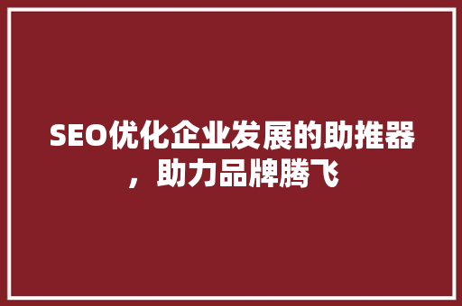 SEO优化企业发展的助推器，助力品牌腾飞  第1张