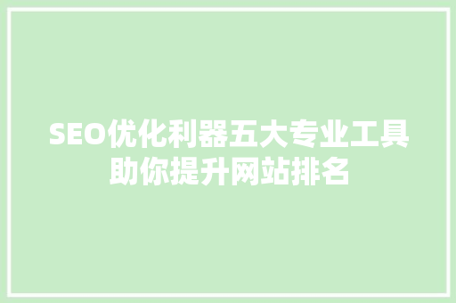 SEO优化利器五大专业工具助你提升网站排名