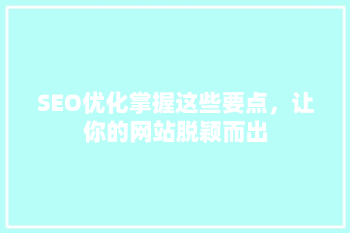 SEO优化掌握这些要点，让你的网站脱颖而出  第1张
