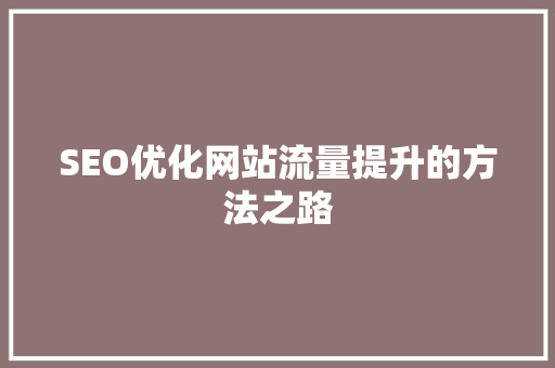SEO优化网站流量提升的方法之路