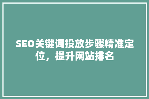 SEO关键词投放步骤精准定位，提升网站排名  第1张